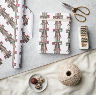 Weihnachten im Wasser Kariert Bow Garland Geschenkpapier