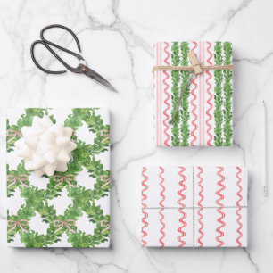 Weihnachten im Wasser Roter Streifen Bow Garland Geschenkpapier Set