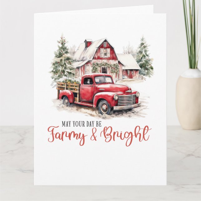 Weihnachten im Wasser Vintager Lkw und Stall Karte (Vorderseite)