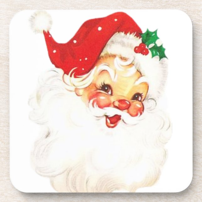 Weihnachten im Weihnachtsmann der 50er Jahre Vinta Getränkeuntersetzer (Vorderseite)