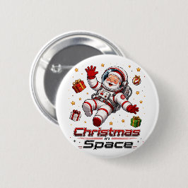 Weihnachten im Weltraum Santa Astronaut Süße Feier Button