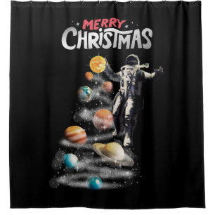 Weihnachten im Weltraumsolarsystem Astronaut Invit Duschvorhang