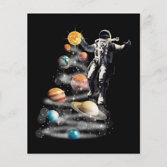 Weihnachten im Weltraumsolarsystem Astronaut Invit Flyer (Vorne)