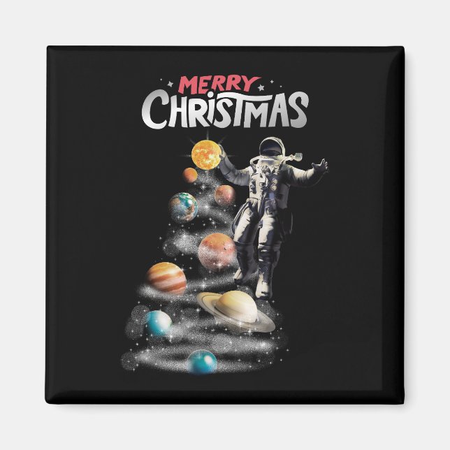Weihnachten im Weltraumsolarsystem Astronaut Invit Magnet (Vorne)