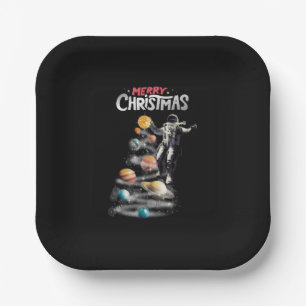 Weihnachten im Weltraumsolarsystem Astronaut Invit Pappteller