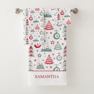 Weihnachten im Winter. Badetuch-Set Badhandtuch Set