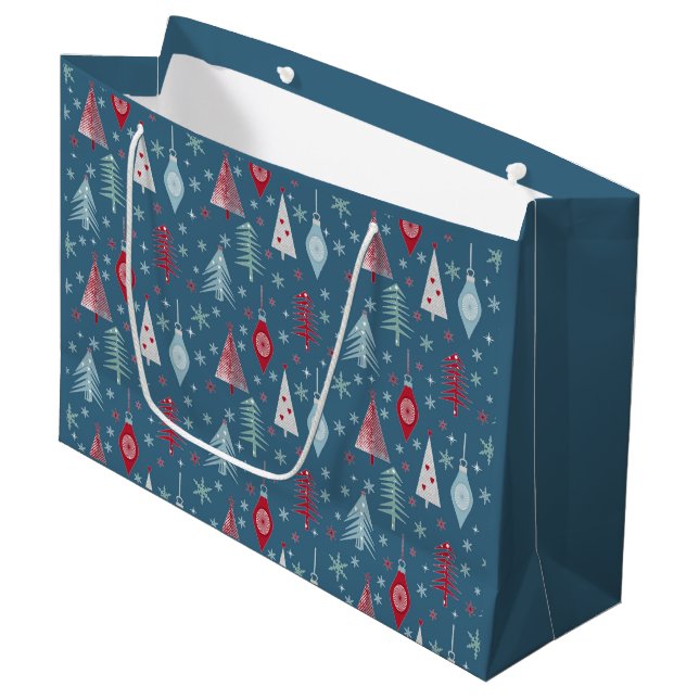 Weihnachten im Winter. Große Geschenktüte (Vorderseite Schrägansicht)