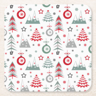 Weihnachten im Winter. Square Paper Untersetzer