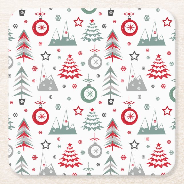Weihnachten im Winter. Square Paper Untersetzer (Vorderseite)