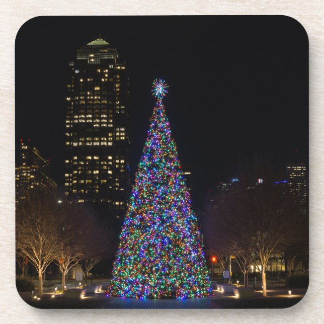 Weihnachten im Zentrum von Dallas Getränkeuntersetzer (Vorderseite)
