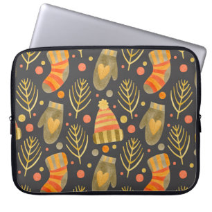Weihnachten in Aquarellen: Feierliches nahtloses M Laptopschutzhülle