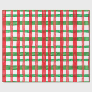 Weihnachten in Aquarellen kariert Geschenkpapier
