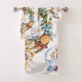 Weihnachten in Aquarellen Mit Monogramm Badhandtuch Set