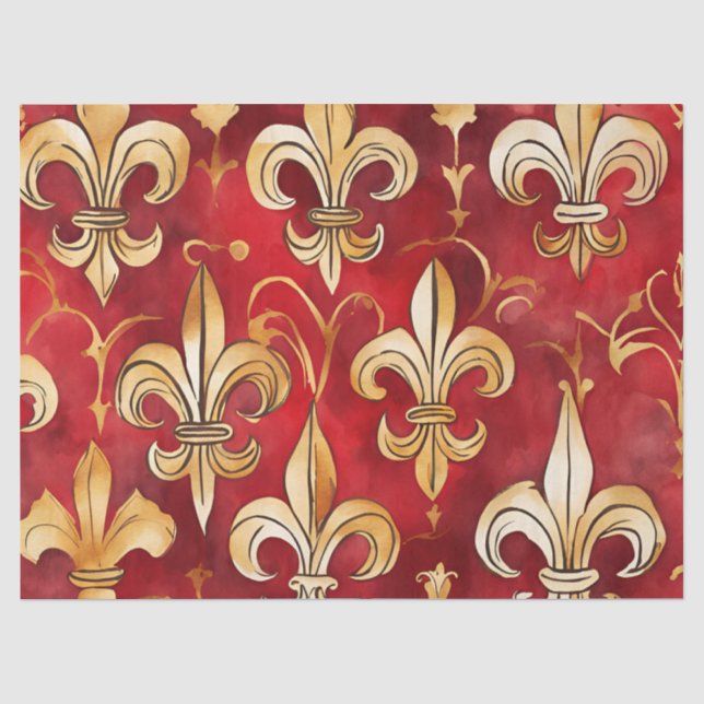 Weihnachten in Aquarellen Rotes Gold Seidenpapier (Vorderseite)