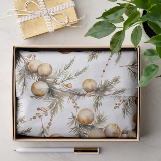 Weihnachten in Aquarellgolden Seidenpapier (Geschenk)