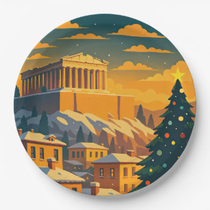 Weihnachten in Athen • Festliches Griechenland-Fei Pappteller