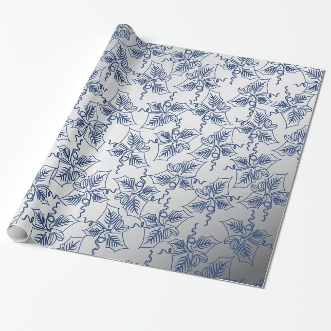 Weihnachten in Blau und Silber Geschenkpapier (Ungerollt)