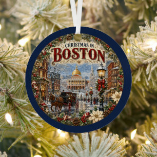 Weihnachten in Boston Vintage-Reiseandenken Ornament Aus Metall
