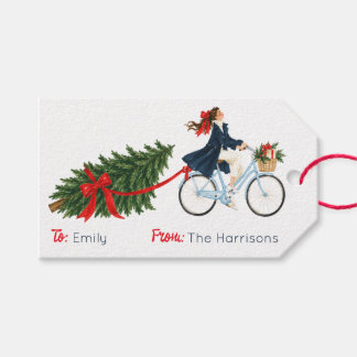 Weihnachten in den Hamptons - Vornehme Frau auf Fa Geschenkanhänger