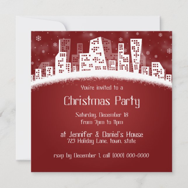 Weihnachten in den Party Einladungen der Stadt (Vorderseite)