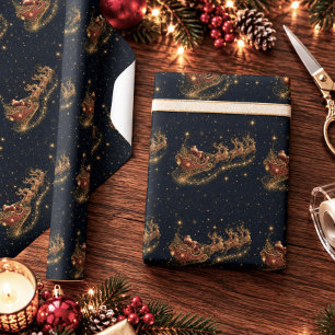 Weihnachten in den Sternen Santas Schlitten Geschenkpapier