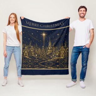 Weihnachten in den Sternen Weihnachtsdorf Fleecedecke