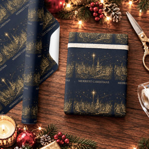 Weihnachten in den Sternen   Weihnachtsdorf Geschenkpapier
