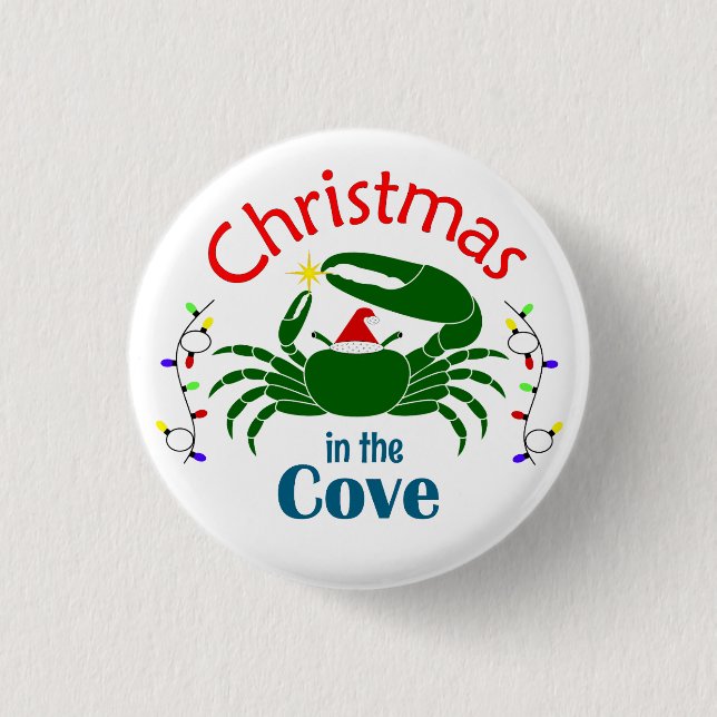 Weihnachten in der Bucht Kleiner Knopf Button (Vorderseite)