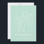 Weihnachten in der City Holiday Card - Minze<br><div class="desc">Moderne Urlaubskarte mit minimalistischer Darstellung. Ideal für Firmen und Stadtbewohner gleichermaßen!</div>