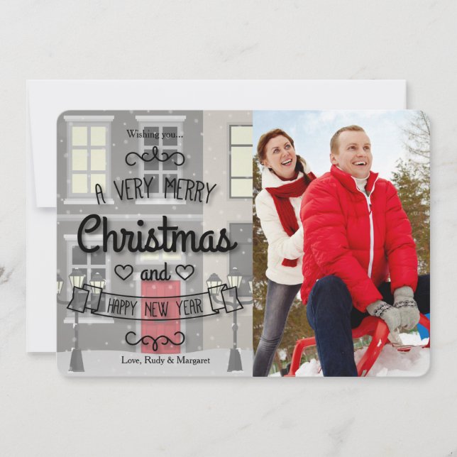 Weihnachten in der City Holiday Foto Card (Vorderseite)