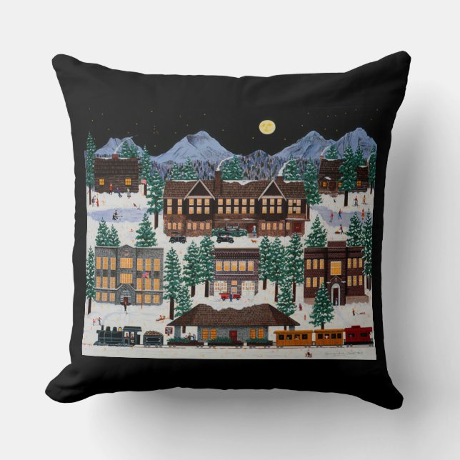 "Weihnachten in der historischen Biegung, Oregon " Kissen (Vorderseite)