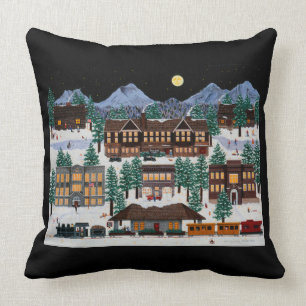 "Weihnachten in der historischen Biegung, Oregon " Kissen