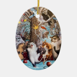Weihnachten in der Holz-lustigen Tierverzierung Keramik Ornament