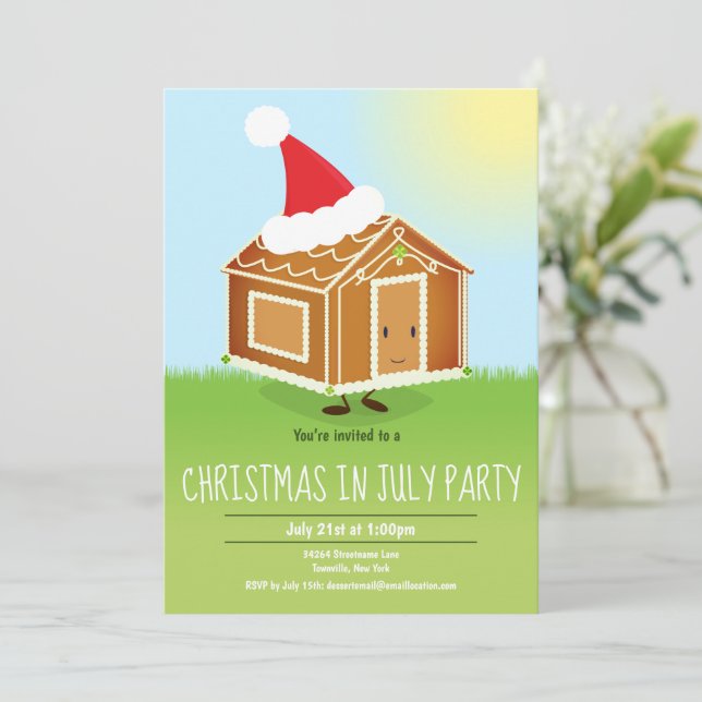 Weihnachten in der Juli-Party Einladung (Stehend Vorderseite)