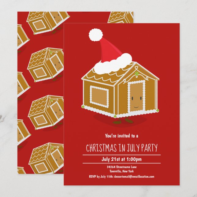 Weihnachten in der Juli-Party Einladung (Vorne/Hinten)