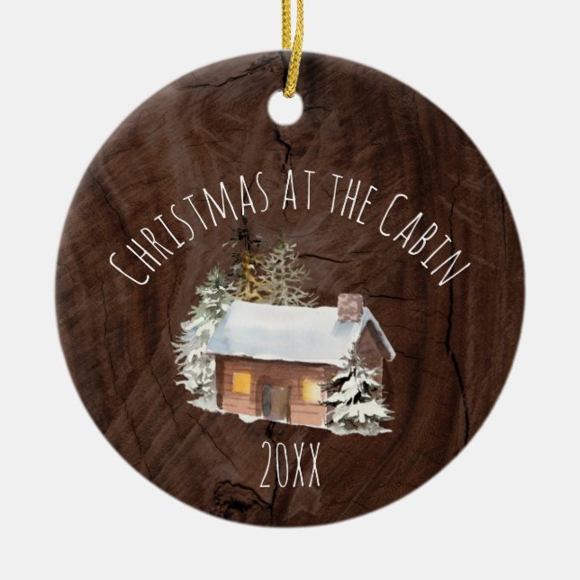 Weihnachten in der Keramik Cabin Keramik Ornament (Vorne)