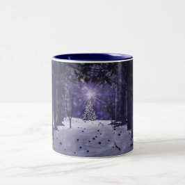 Weihnachten in der Kiefern-Tasse Zweifarbige Tasse