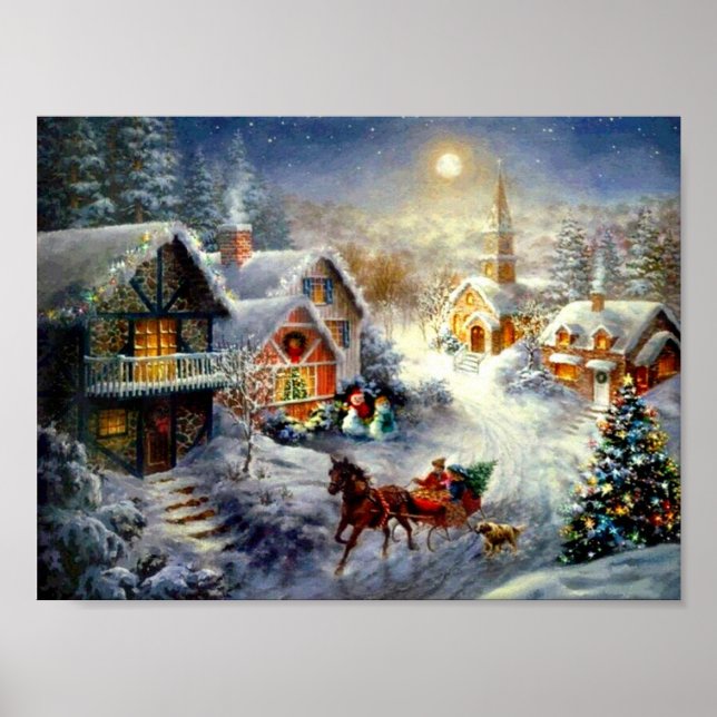 Weihnachten in der kleinen Gemeinde Poster (Vorne)