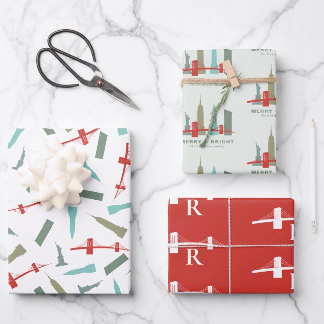 Weihnachten in der Personalisierten Architektur vo Geschenkpapier Set (Vorderseite)