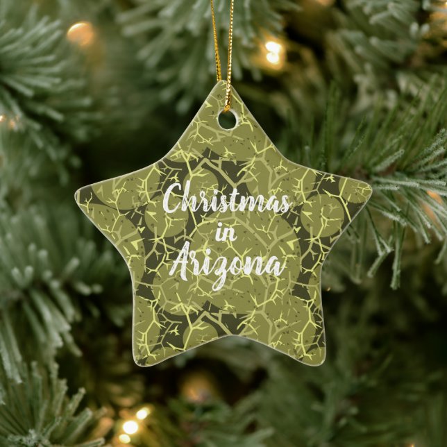 Weihnachten in der Pflanze Arizona Cactus Keramik Ornament (Baum)