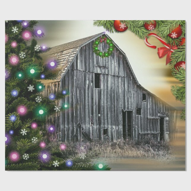 Weihnachten in der Scheune Geschenkpapier (Flach)