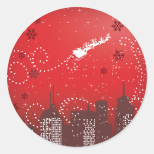 Weihnachten in der Stadt individuell gestaltbare S Runder Aufkleber