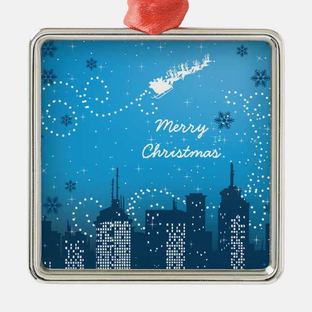 Weihnachten in der Stadt Zollschmuck Silbernes Ornament (Vorne)