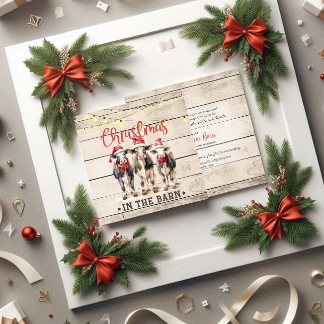 Weihnachten in der Stallkühe mit Weihnachtsmannmüt Einladung (Von Creator hochgeladen)