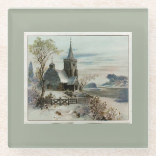 Weihnachten in der viktorianischen Landkirche Glasuntersetzer