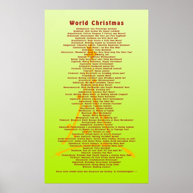 Weihnachten in der Welt Poster (Vorne)