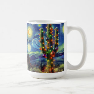 Weihnachten in der Wüste Saguaro Cactus Blue Green Kaffeetasse