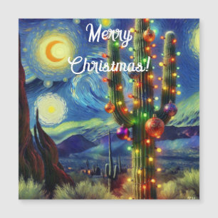 Weihnachten in der Wüsten-Saguaro-Kaktus-Magnet Magnetkarte