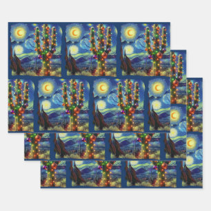 Weihnachten in der Wüstenregion Südwesten Saguaro  Geschenkpapier Set