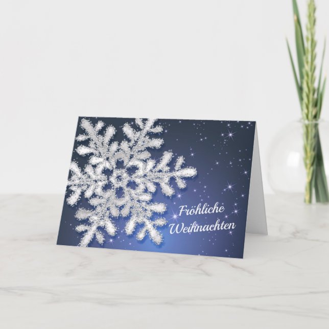 Weihnachten in Deutschland, Schneeflocken auf blau (Vorderseite)